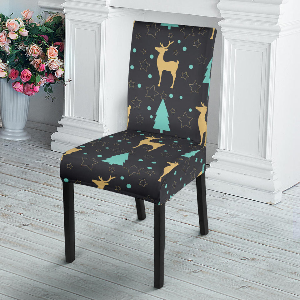 Deers Star Tree Pattern Dining Chair Slipcover
