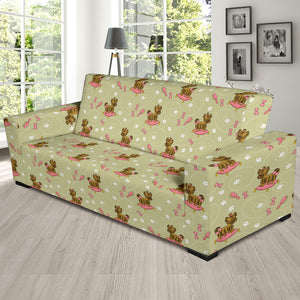 Yorkshire Terrier Pattern Print Design 01  Sofa Slipcover
