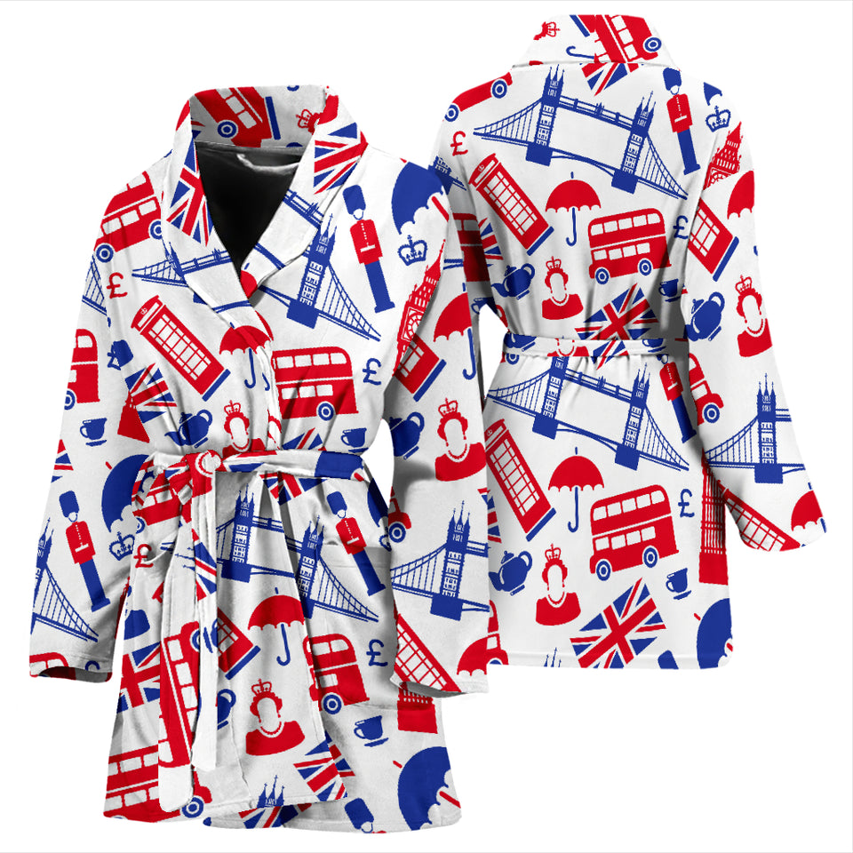 British Pattern Print Design 01 Women's Bathrobe
