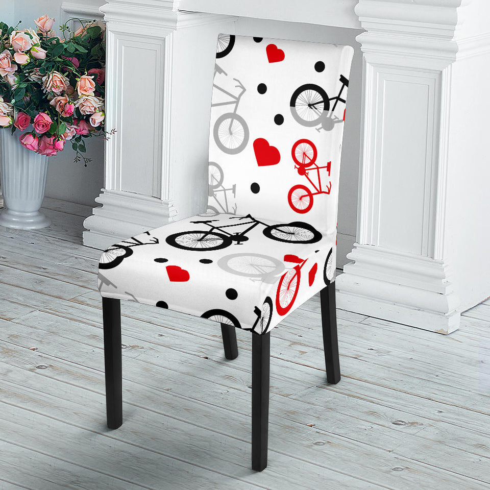 Bicycle Pattern Print Design 04 Dining Chair Slipcover