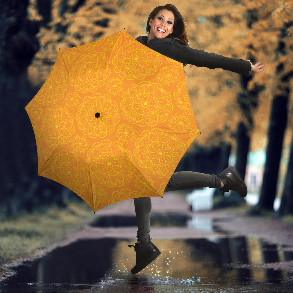 Orange Traditional Indian Element Pattern Umbrella