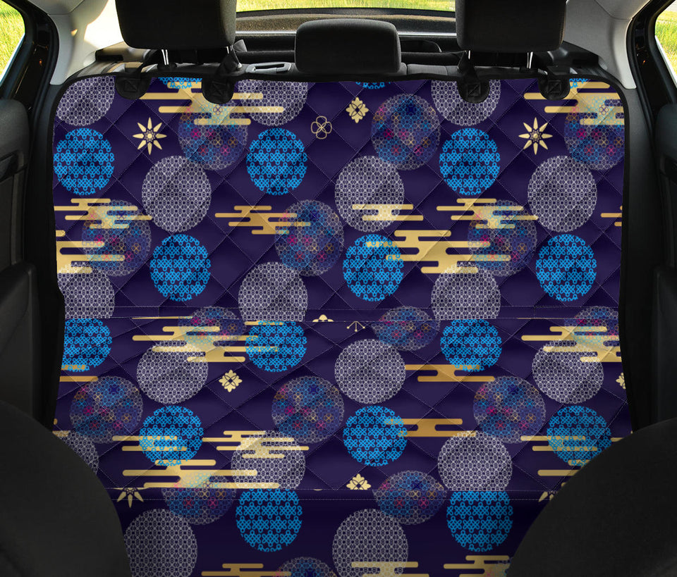 Blue Japanese Pattern Cloud Wave Flower Dog Car Seat Covers