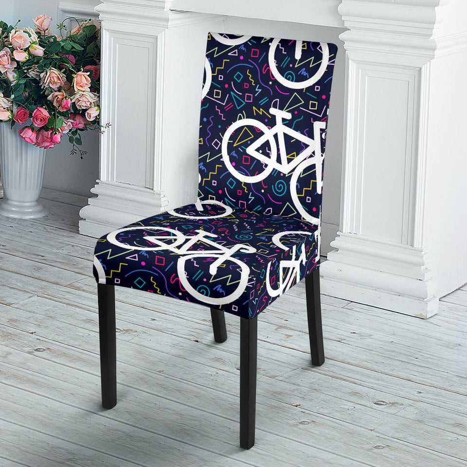 Bicycle Pattern Print Design 03 Dining Chair Slipcover