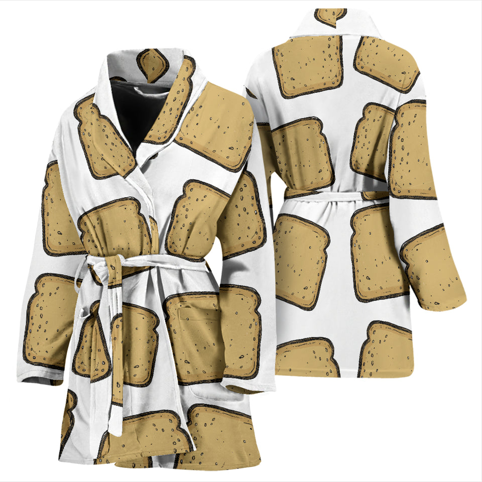 Bread Toast Pattern Print Design 03 Women's Bathrobe