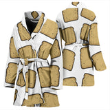 Bread Toast Pattern Print Design 03 Women's Bathrobe