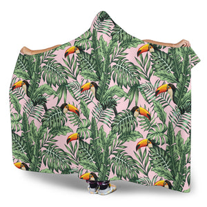 Toucan Tropical Green Jungle Palm Pattern Hooded Blanket