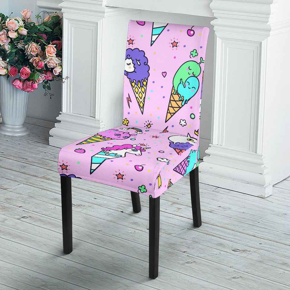 Cute Ice Cream Cone Animal Pattern Dining Chair Slipcover