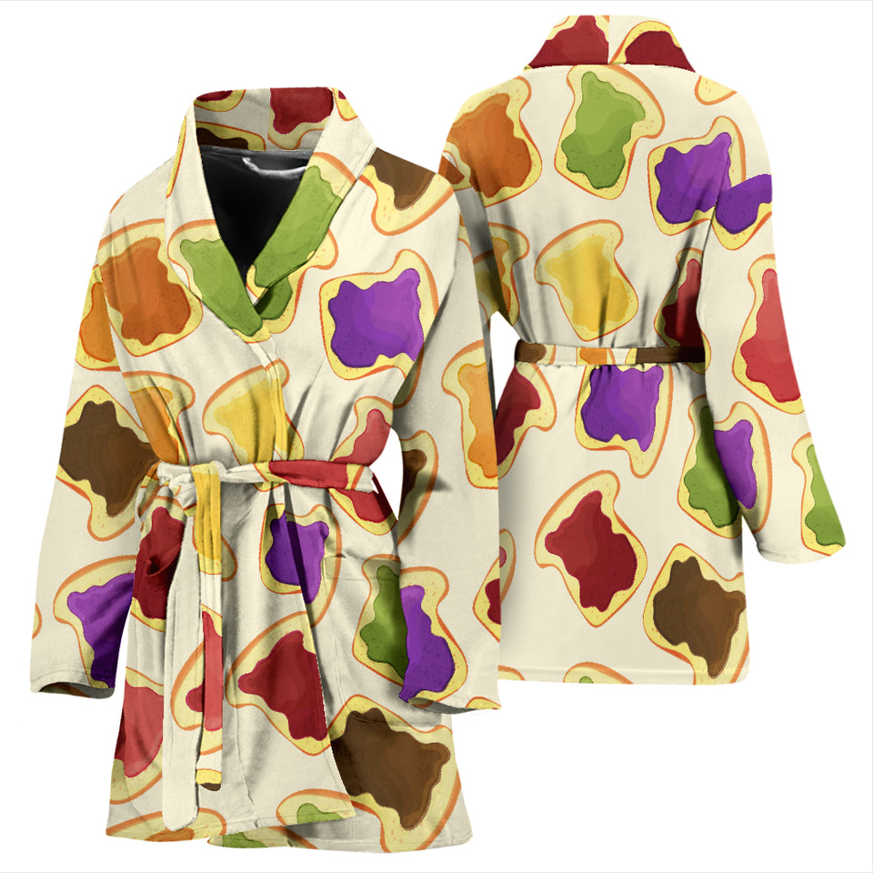 Bread Toast Pattern Print Design 02 Women's Bathrobe