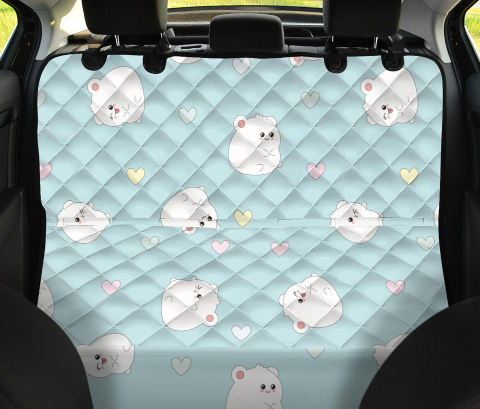 White Cute Hamsters Heart Pattern Dog Car Seat Covers