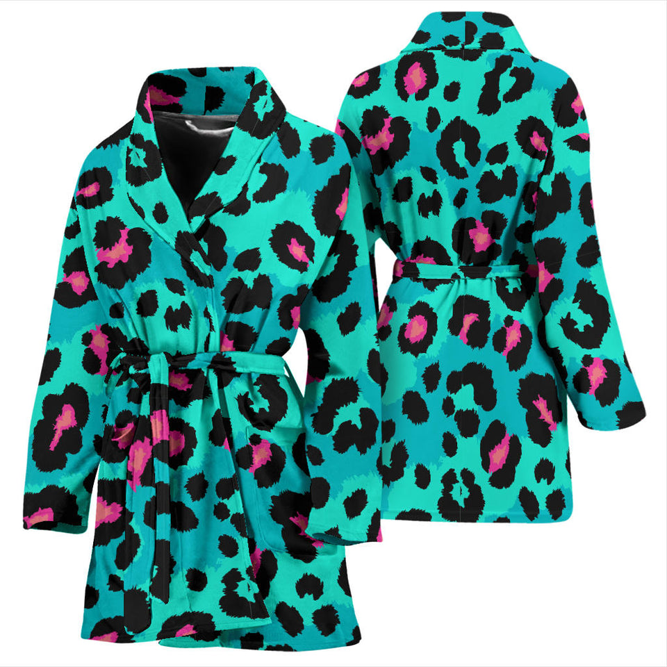 Green Leopard Skin Print Pattern Women'S Bathrobe