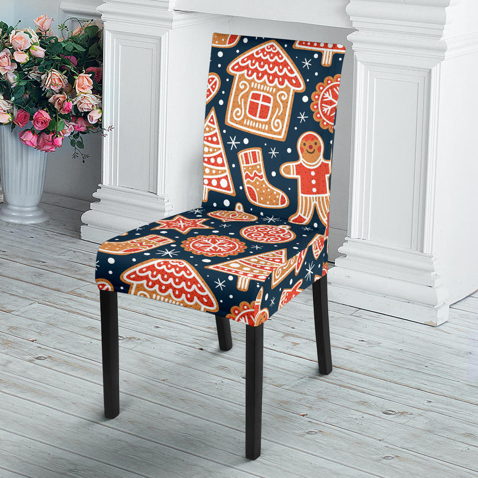 Christmas Gingerbread Cookie Pattern Dining Chair Slipcover