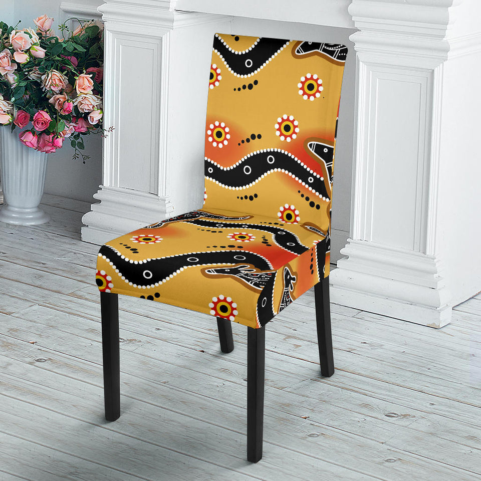 Kangaroo Australian Aboriginal Art Pattern Dining Chair Slipcover
