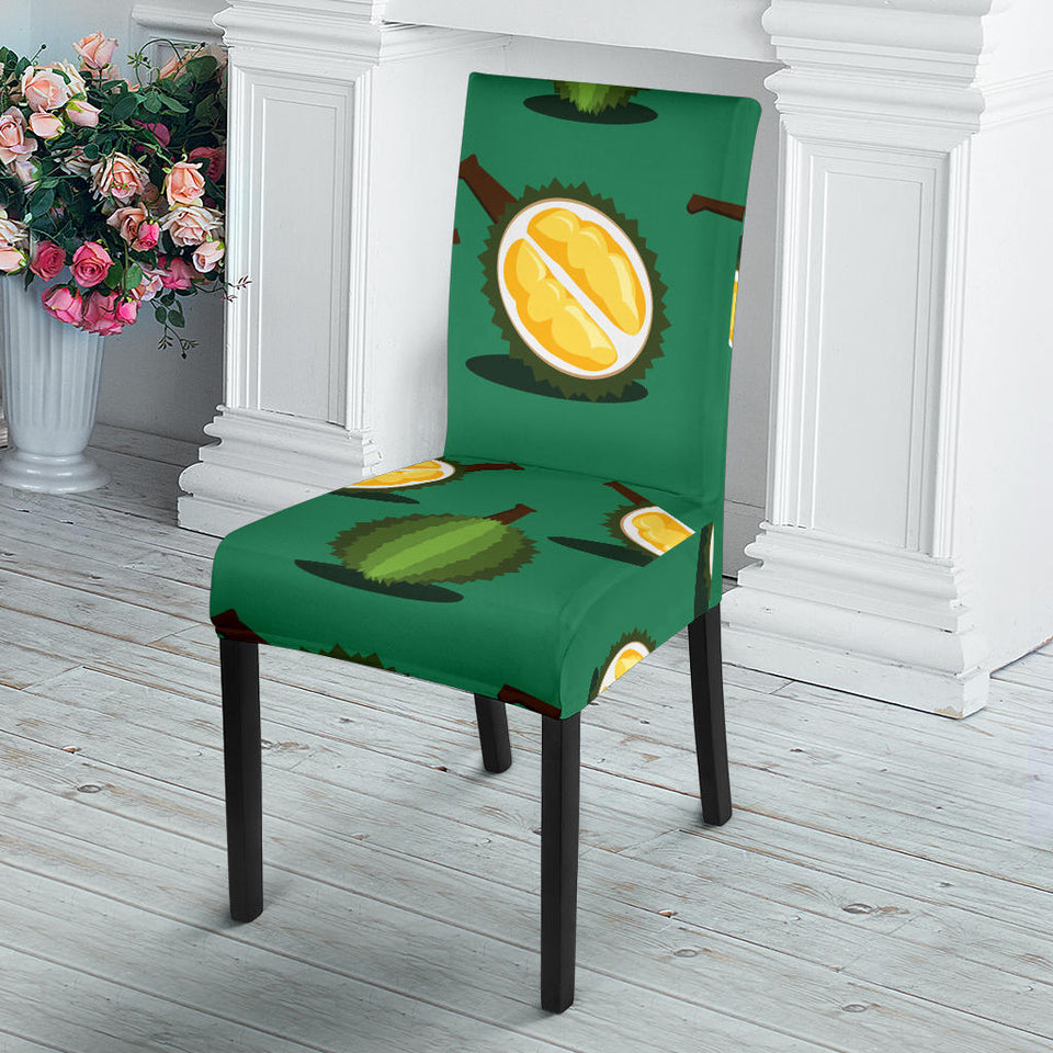 Durian Pattern Green Background Dining Chair Slipcover