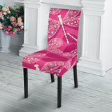 Beautiful Dragonfly Pink Background Dining Chair Slipcover