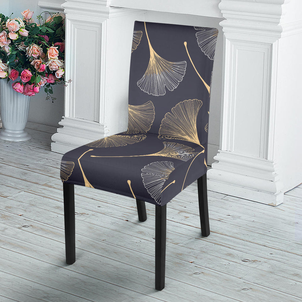 Gold Ginkgo Leaves Dining Chair Slipcover