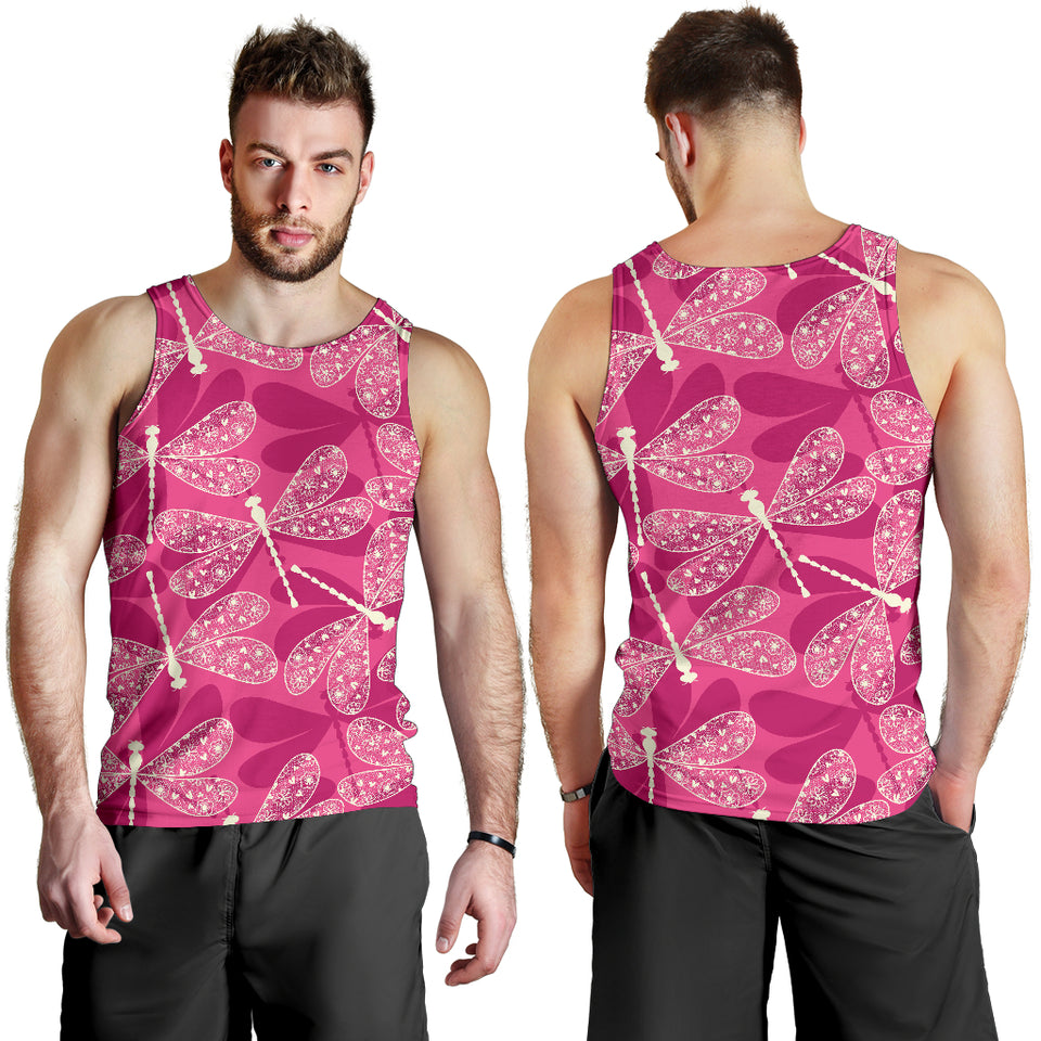 Beautiful dragonfly pink background Men Tank Top