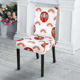 Daruma Japanese Wooden Doll Design Pattern Dining Chair Slipcover