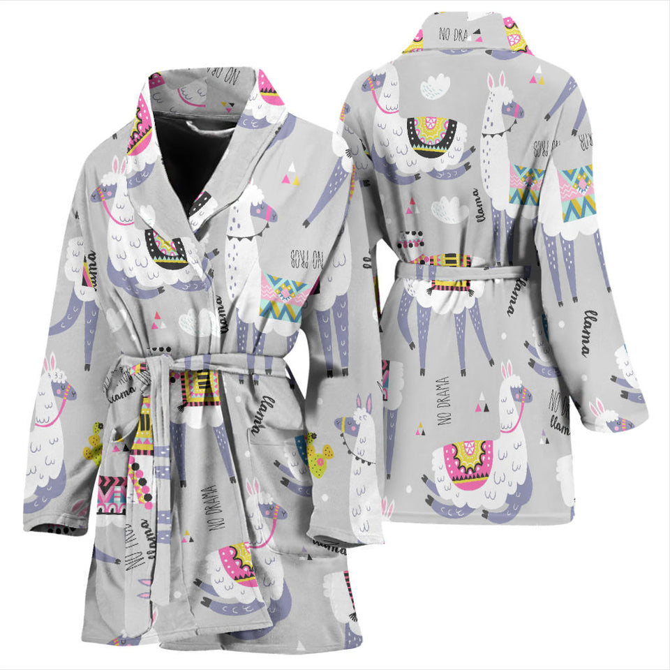 Cute Llama Alpaca Pattern Women'S Bathrobe