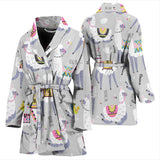 Cute Llama Alpaca Pattern Women'S Bathrobe