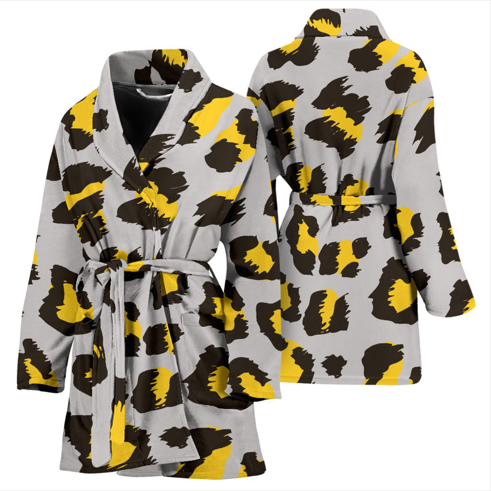 Gray Leopard Print Pattern Women'S Bathrobe