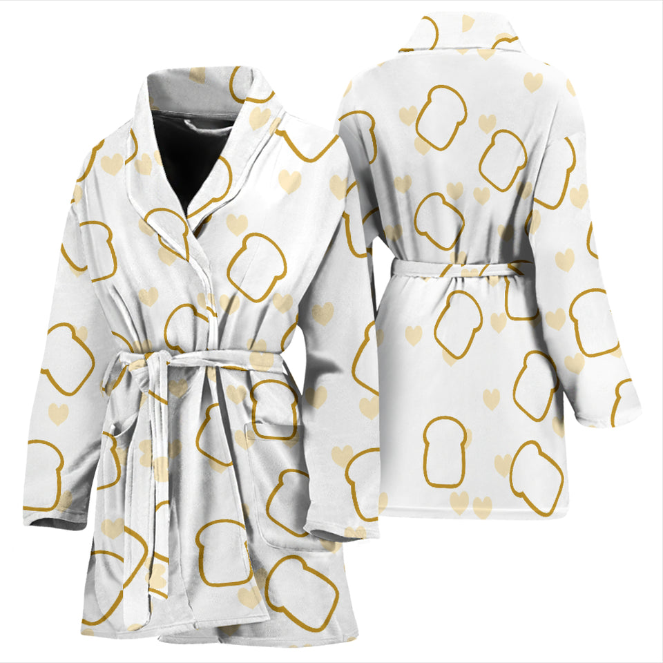 Bread Toast Pattern Print Design 01 Women's Bathrobe
