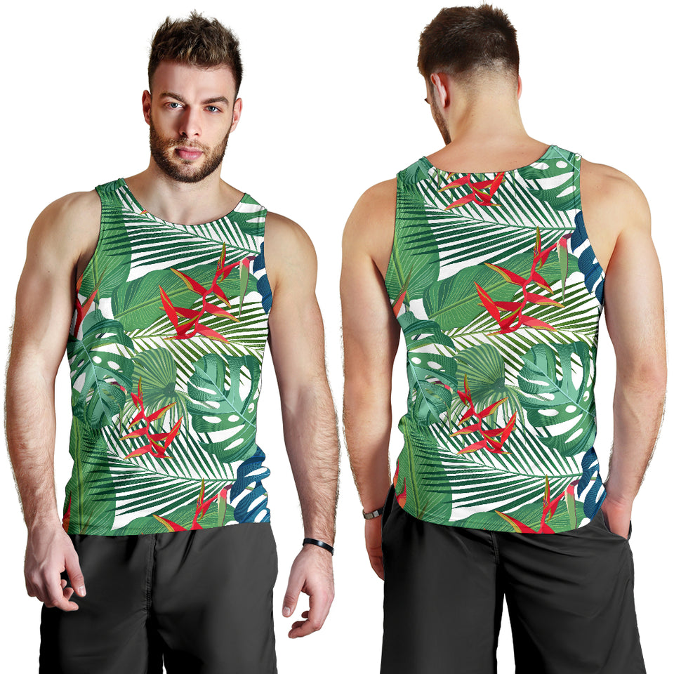 heliconia palm and monstera  leaves pattern Men Tank Top