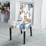 Lama Alpaca Cactus Hand Drawn Pattern Dining Chair Slipcover