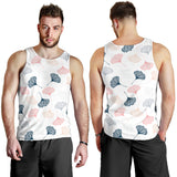 Black Gray Cream coral ginkgo leaves pattern Men Tank Top