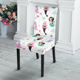 Cute Mermaid Dolphin Fish Starfish Pattern Dining Chair Slipcover