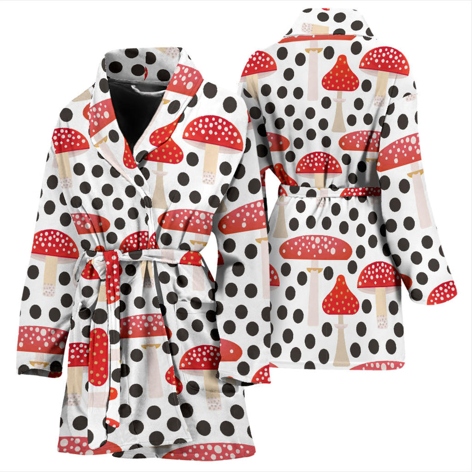 Red Mushroom Dot Pattern Women'S Bathrobe