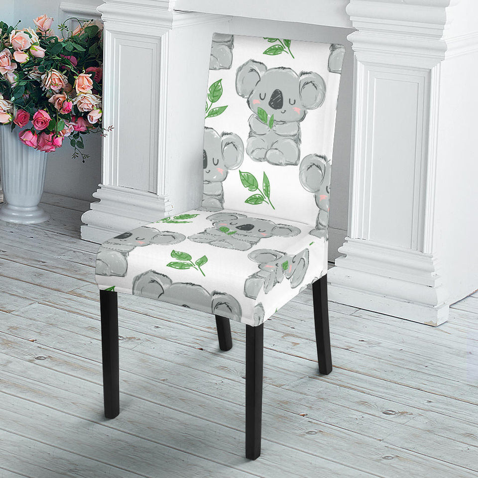 Hand Drawn Koala Leaves Pattern Dining Chair Slipcover