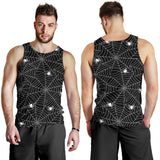 Spider web design pattern Black background white cobweb Men Tank Top