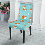 Fox Pattern Blue B Ackground Dining Chair Slipcover