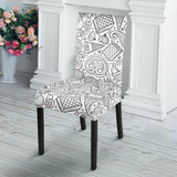 Cartoon Hand Drawn Ice Cream Black White Dining Chair Slipcover