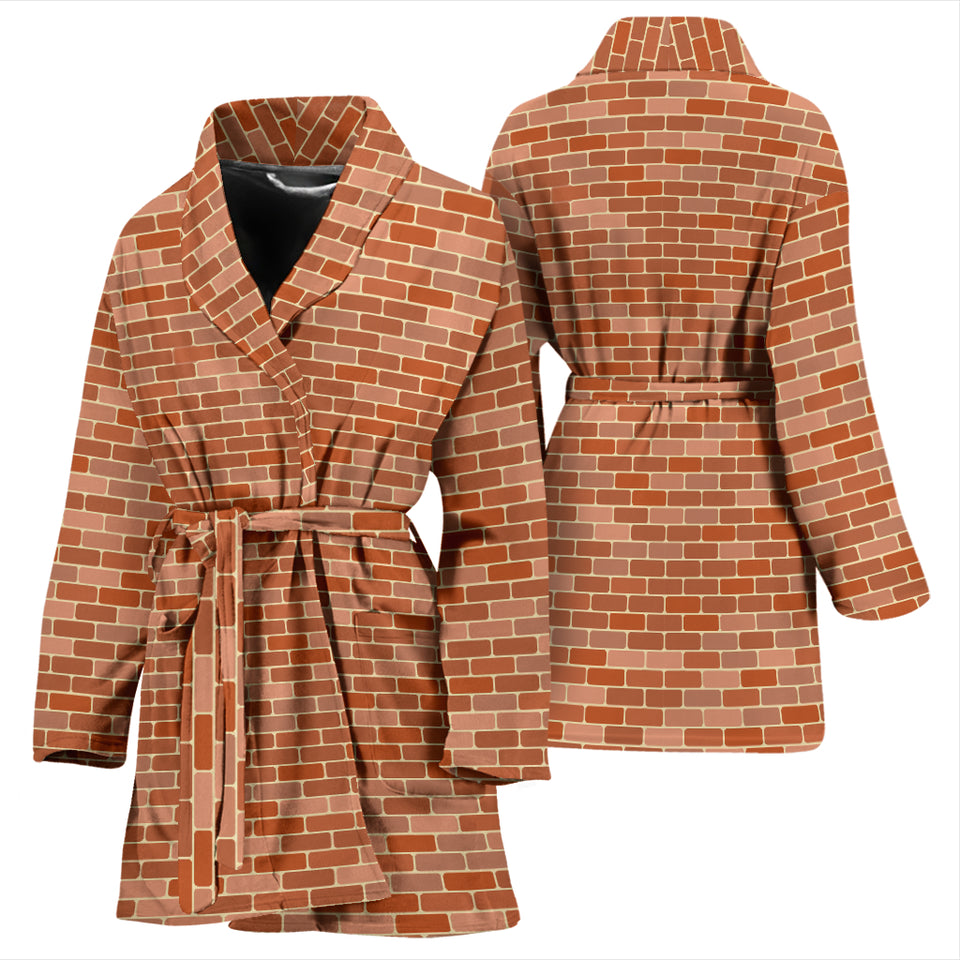 Brick Printed Pattern Print Design 02 Women's Bathrobe