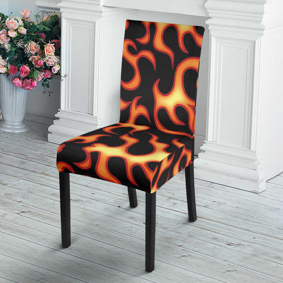 Fire Flame Dark Pattern Dining Chair Slipcover