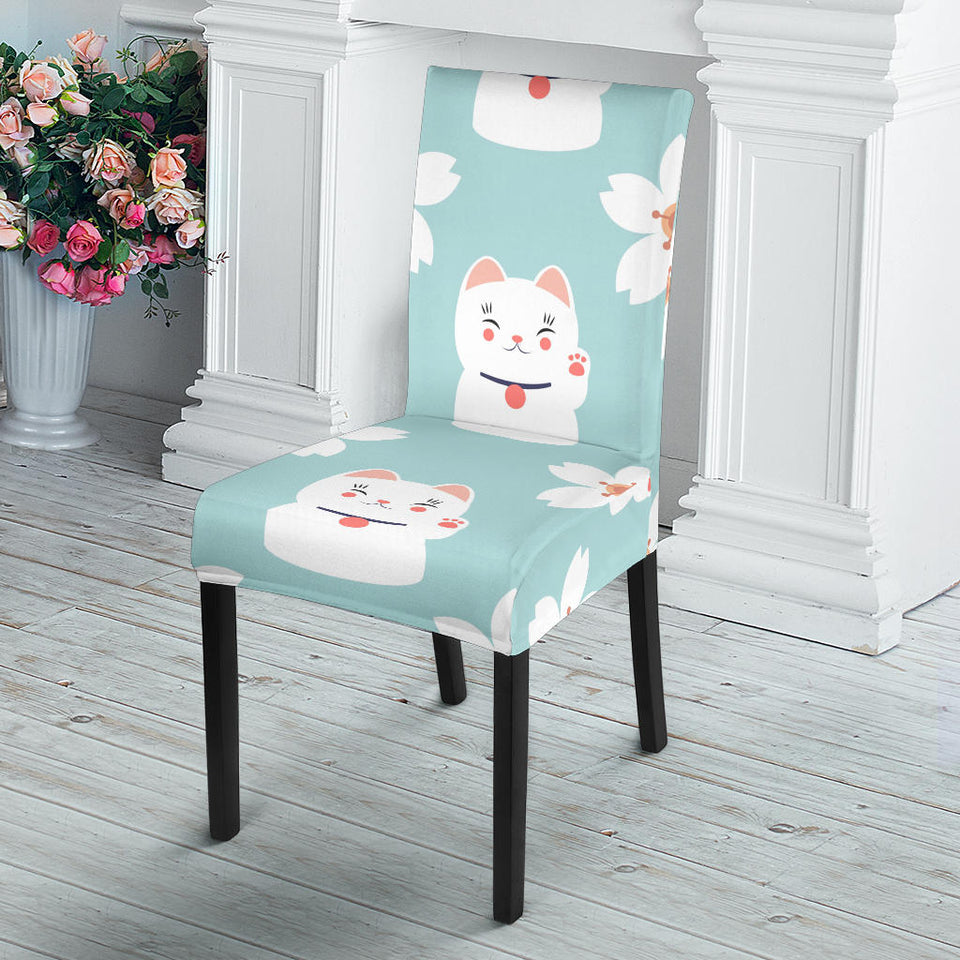 Maneki Neko Lucky Cat Sakura Dining Chair Slipcover