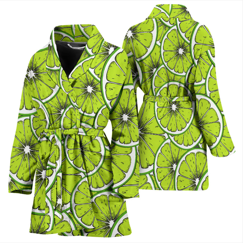 Slices Of Lime Design Pattern Women'S Bathrobe