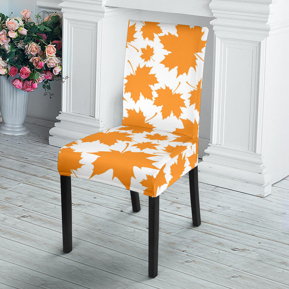 Orange Maple Leaf Pattern Dining Chair Slipcover