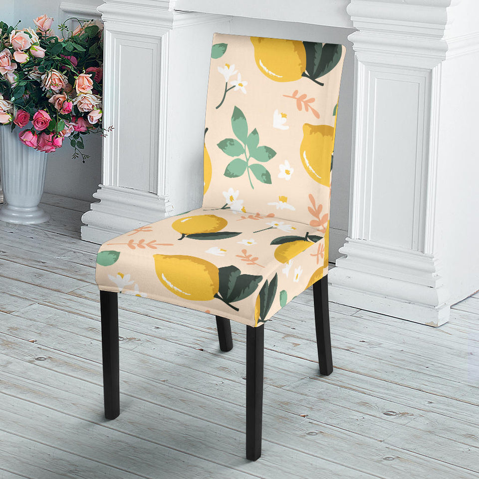 Lemon Flower Leave Pattern Dining Chair Slipcover