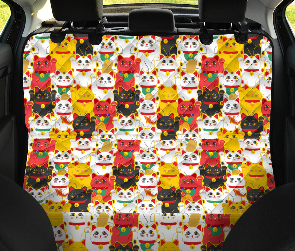Colorful Maneki Neko Lucky Cat Pattern Dog Car Seat Covers
