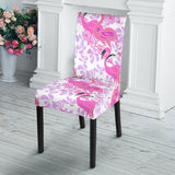 Pink Flamingo Flower Pattern Dining Chair Slipcover