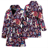 Elephant Indian Style Ornament Pattern Women'S Bathrobe
