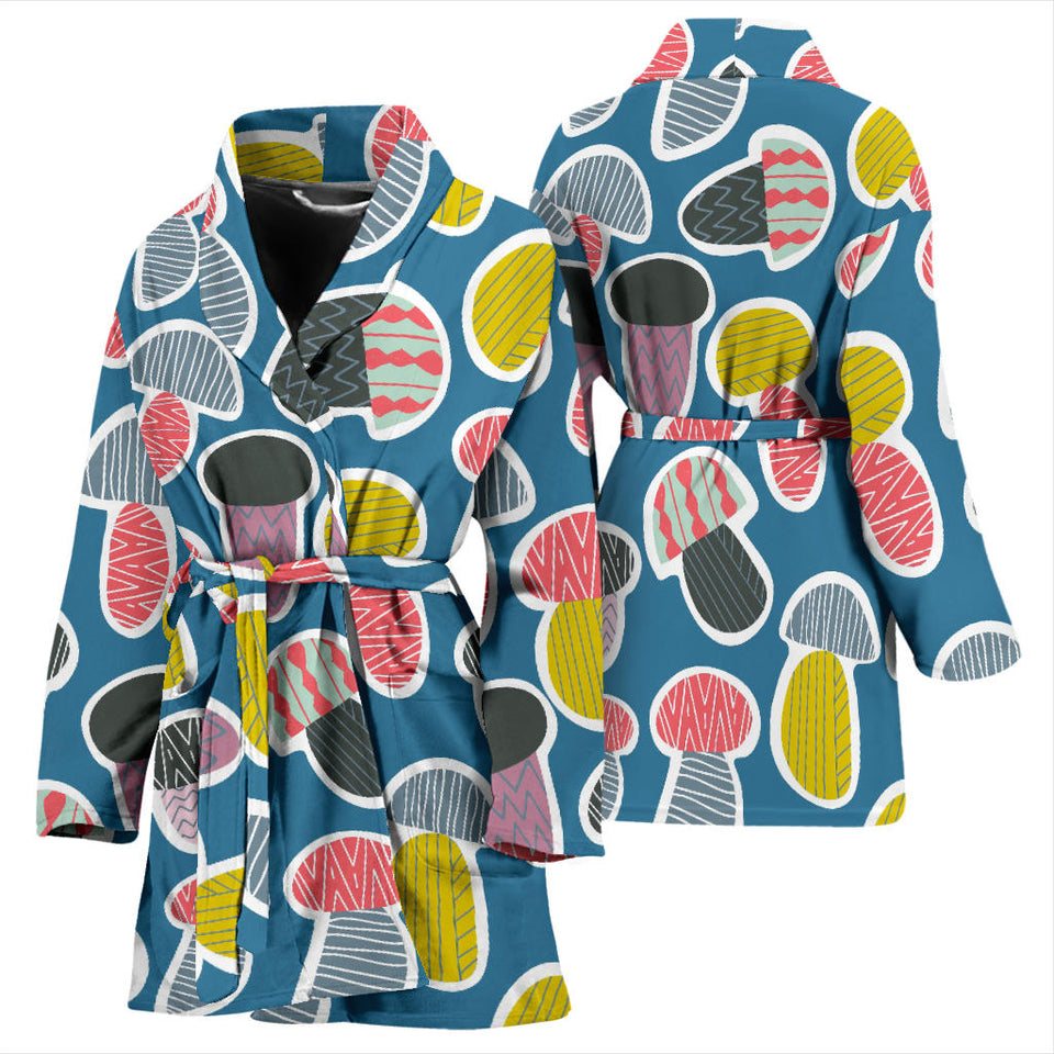Colorful Mushroom Design Pattern Women'S Bathrobe