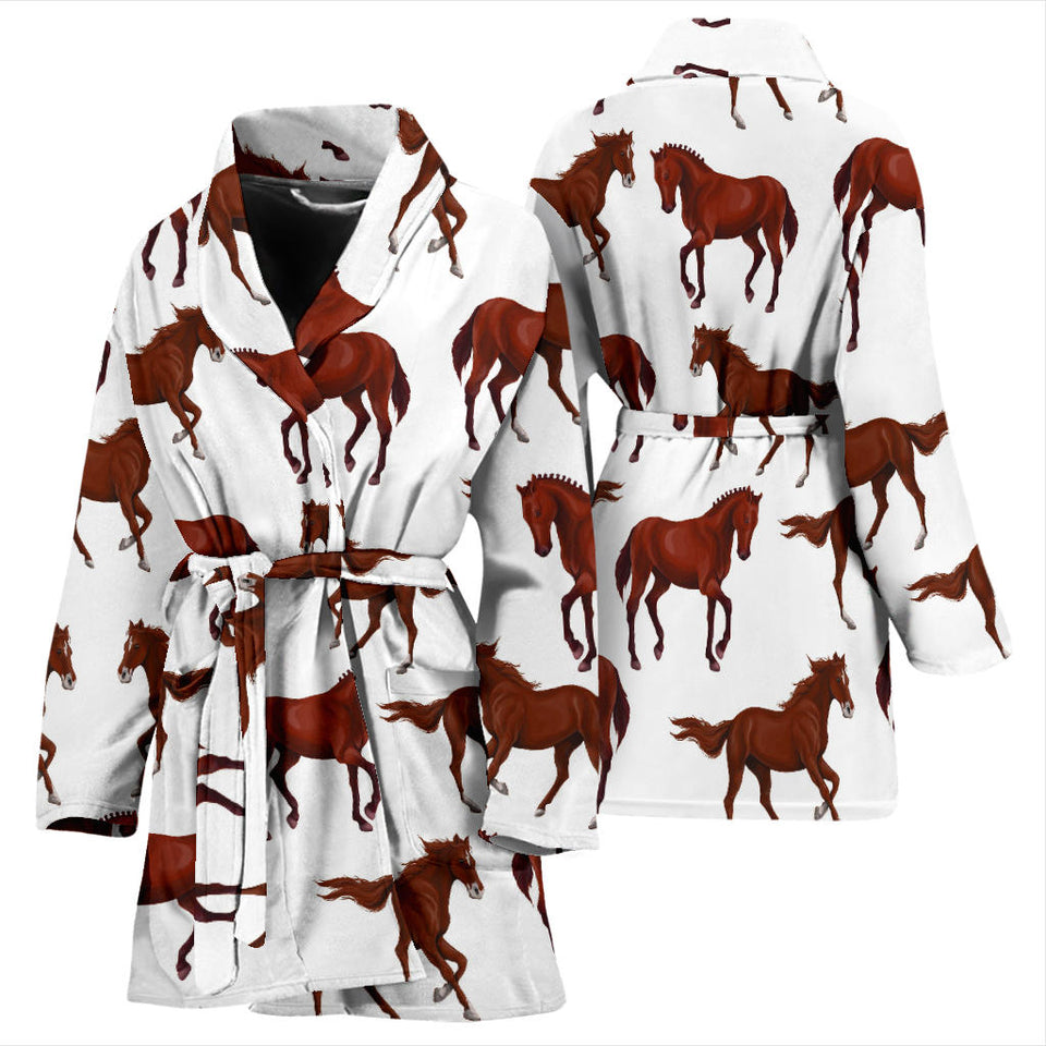 Horses Running Pattern Background Women'S Bathrobe