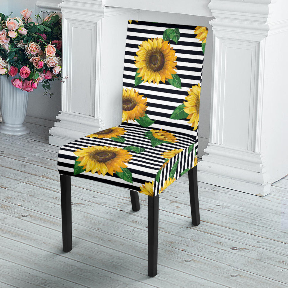 Sunflowers Ribbon Background Dining Chair Slipcover