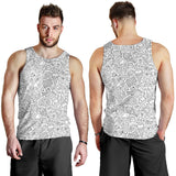 Cartoon hand drawn ice cream black white Men Tank Top