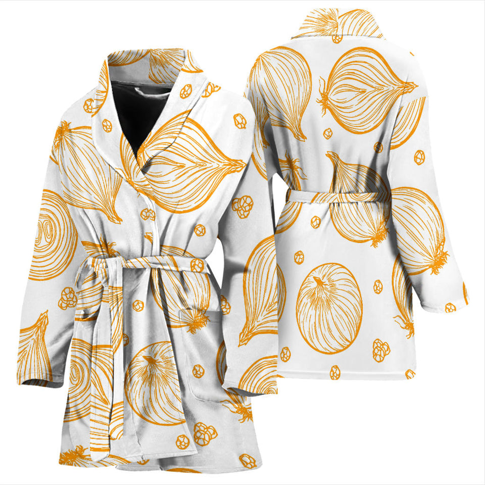 Hand Drawn Onion Pattern Women'S Bathrobe