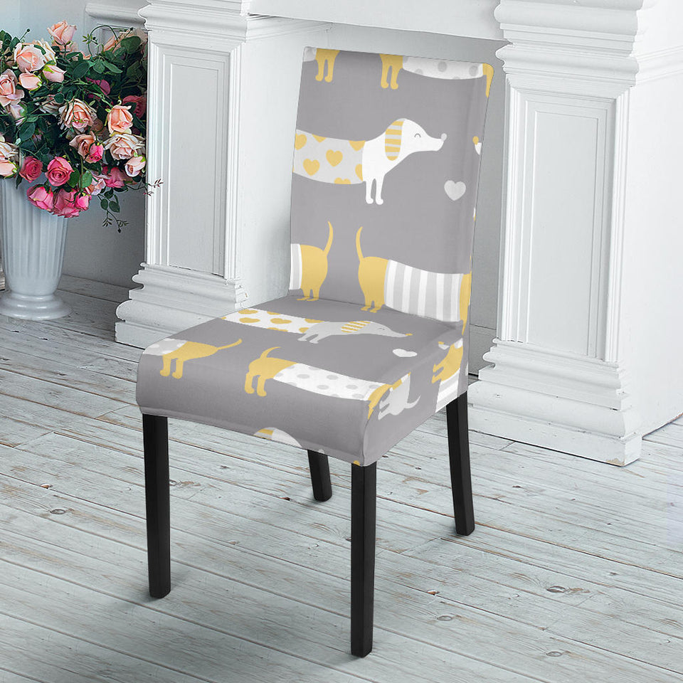 Cute Dachshund Dog Pattern Dining Chair Slipcover