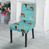 Dachshund Decorative Background Dining Chair Slipcover